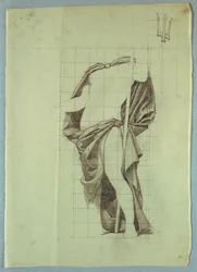 Draperiestudie van de Atlantische Oceaan voor "Het huwelijk van de Atlantische en Stille Oceaan," muurschildering in de Senaatskamer in het Wisconsin State Capitol, Madison, WI