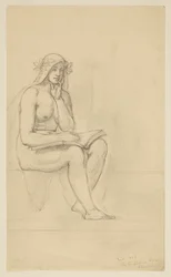Naaktstudie voor "Het Contemplatieve Leven" voor Lunet in het Administratiegebouw, Oberlin College, Oberlin, OH