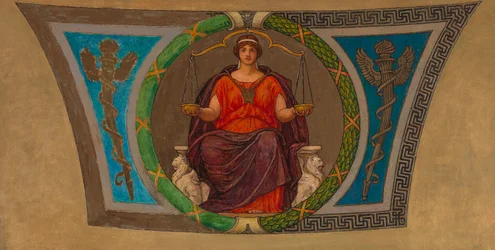 Schets voor mozaïek, Wisconsin State Capital, "Gerechtigheid".