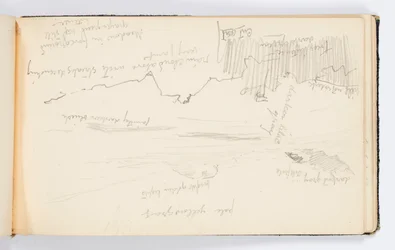 Schetsboekpagina: landschap