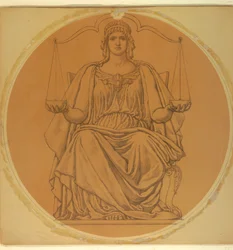 Studie voor "Gerechtigheid," Lunet in Hudson County Courthouse, Jersey City, NJ