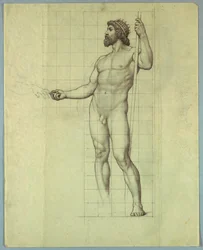 De Atlantische Oceaan, Naaktstudie voor "Het Huwelijk van de Atlantische en Stille Oceaan," Muurschildering in de Senaatskamer in het Wisconsin State Capitol, Madison, WI