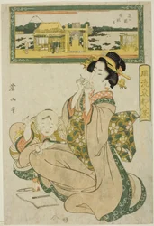 Benzaiten-schrijn in Shinobugaoka, uit de "Modieuze Acht Zichten van de Oostelijke Hoofdstad"