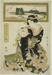 Enoshima in de provincie Sagami (Soshu Enoshima), uit de serie "Elegante beroemde plaatsen in de verschillende provincies (Furyu shokoku meisho)"