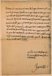 Brief van Koning James VI 1566-1625 aan zijn Moeder, Koningin Mary 1542-1587, 1584-5