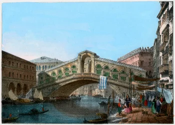 Rialtobrug, Venetië, Italië, 19e eeuw