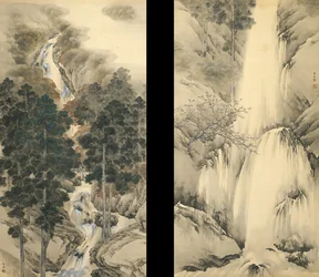 Waterval in lente en herfst Set van twee hangende rollen, 1893