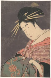 ‘Hanaōgi van de Gomeirō’, uit de serie Vergelijking van de charmes van schoonheden (Bijin kiryō kurabe: Gomeirō Hanaōgi)
