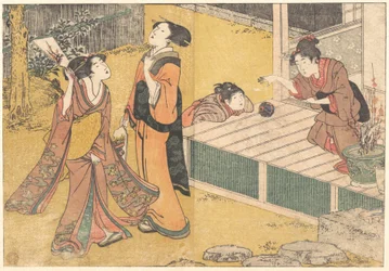Nieuwjaarsspelletjes, uit het gedrukte boek „Bloemen van de vier seizoenen” (Shiki no hana)