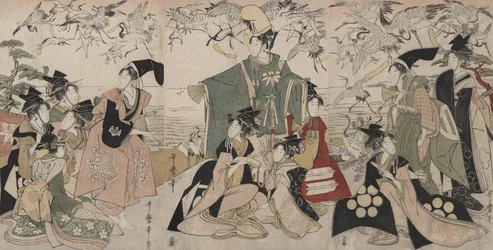 Parodie op Yoritomo die kraanvogels vrijlaat (Mitate Yoritomo hōkaku)