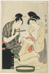 Een jongen scheren, Edo-periode, ca.1801