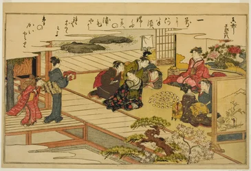 Schelpen-Matchspel, uit het geïllustreerde boek "Giften van de Eb (Shiohi no tsuto)"