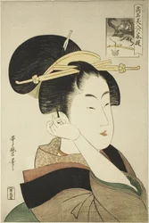 Tatsumi Roko, uit de serie Beroemde schoonheden vergeleken met de zes onsterfelijke dichters