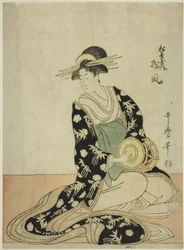 De Courtisane Matsukaze van de Matsubaya, uit een ongetitelde serie courtisanes van de Matsubaya als vijf muzikanten