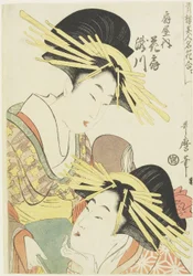 De courtisanes Hanaogi en Takigawa van het Ogiya-huis, ca. 1805