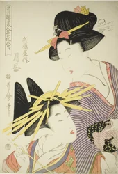 Tsukioka van de Hyogoya (Hyogoya uchi tsukioka), uit de serie "Seiro bijin meika awase", ca. 1801 (kleurenhoutsnede; oban)