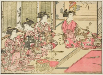 Courtisanes van Kiriya, uit het boek "Spiegel van mooie vrouwen van de plezierwijken (Seiro bijin awase sugata kagami)," deel 2