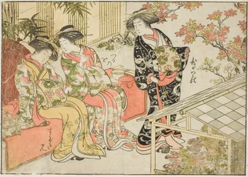 Courtisanes van Tsuruya, uit het boek "Spiegel van Mooie Vrouwen van de Plezierwijken (Seiro bijin awase sugata kagami)," deel 2