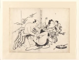 Erotische voorstelling met rookgerei en kamerscherm