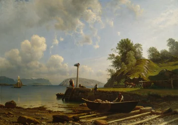 Kustlandschap met huizen