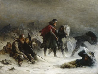 Koning Sverre in een sneeuwstorm in de Voss-bergen