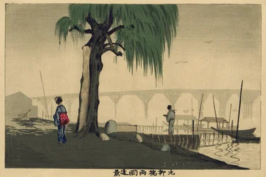 Ver gezicht op Ryōgoku vanaf de Motoyanagi-brug