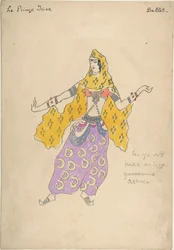 Polovtsiaans meisje. Kostuumontwerp voor de opera Prins Igor door A. Borodin