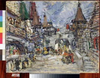 Voorbereidend decor voor de opera 