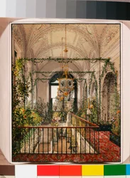 Interieurs van het Winterpaleis - De Kleine Wintertuin in de appartementen van Alexandra Fjodorovna - Aquarel op papier door Konstantin Andreyevich Ukhtomsky (Constantin Oukhtomsky) (1818-1881) - 1870s