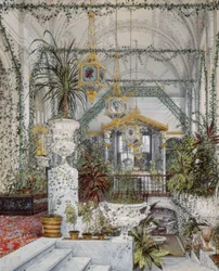 Interieurs van het Winterpaleis. De Wintertuin van keizerin Alexandra Fjodorovna