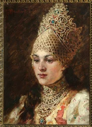 Boyarvrouw - Schilderij van Konstantin Yegorovich Makovsky, olie op doek, circa 1890