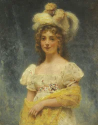 Portret van een Dame in een Gele Sjaal