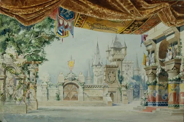 Toneelontwerp voor het ballet Raimonda door A. Glazunov, 1899