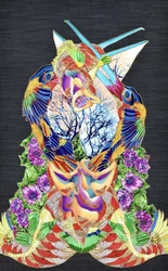 Levendige fantasievogels en -bloemen