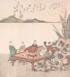 Nanamaro en zijn volgelingen kijken naar de maan in China, 19e eeuw