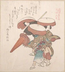 Drie danseressen van Sumiyoshi of Suminoye