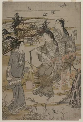 Vrouwen met zoutemmers, de Noda Tama-rivier in de provincie Mutsu