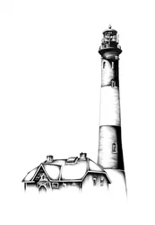 Klassieke tekening van een vuurtoren
