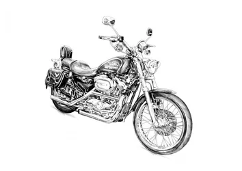 Tekening van een klassieke motorfiets