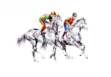 Kleurrijke paardenrace