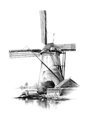 Weerspiegeling van een Nederlandse windmolen