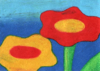 Vrolijke rode en gele bloemen