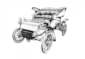 Tekening van een oldtimer