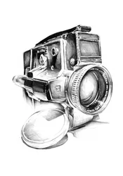 Schets van een vintage filmcamera