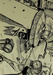 Schets van een vintage naaimachine