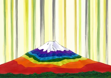 Regenboogkleurige Mt. Fuji in het licht #2