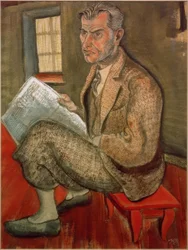 Richard Haberland met krant
