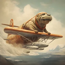 Een walrus vliegt een vliegtuig 3