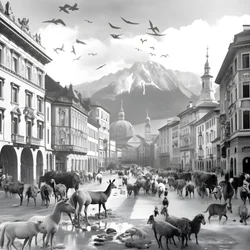 Innsbruck in een oude foto met elegante zebra