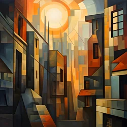 Kubistische stijl van stedelijke landschapschilderkunst 3